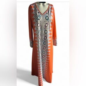 SHEIN Orange Geometric Maxi Dress 0XL